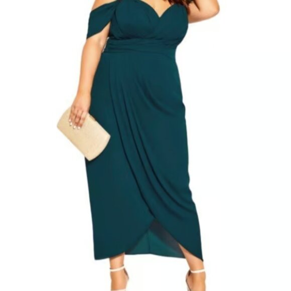 City Chic Entwine Formal Maxi Emerald Green - Picture 1 of 5